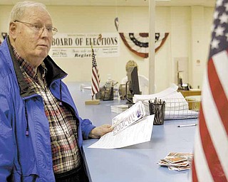 Mike Carney of Campbell was among the first voters to cast a ballot in Mahoning County. Carney was at the county board of elections Tuesday, the first day of early voting in Ohio.