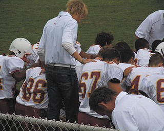 Dominic DiVencenzo (No. 67) is shown in this pregame picture of the freshman football team before the Mooney-Boardman game Sept. 3.