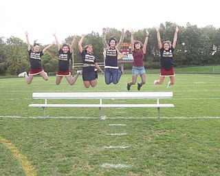 The court jumping with spirit!!! Melissa Charles-Kristen Sewell-Lina Adi-Jelena Neskovich-Dorie Chevlen-Kara Mrosko - John Young