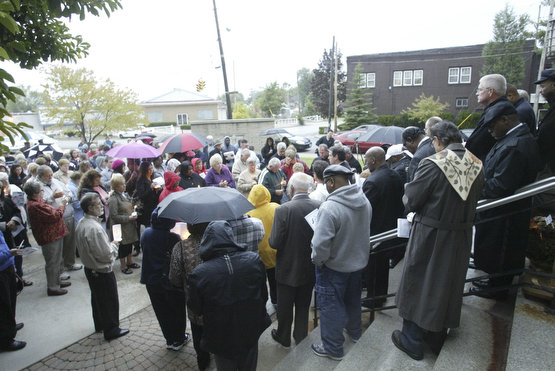 William d Lewis The Vindicator   rally Saturday outside St Dom's church.