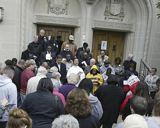 William d Lewis The Vindicator rally Saturday outside St Dom's church.