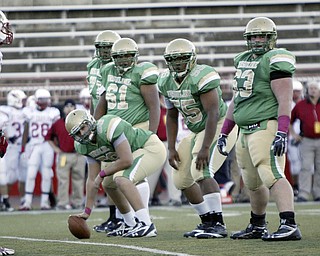 William D Lewis The Vindicator UsulineOffensive line during first qtr action Friday.