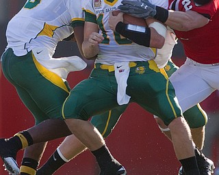 Geoffrey hauschild|The Vindicator.during the first quarter of a game at Youngstown State University's Stambaugh Stadium on Saturday evening.