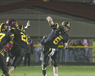 FOOTBALL - (6) Carter Hill fires a touchdown pass Friday night at Crestview. - Special to The Vindicator/Nick Mays