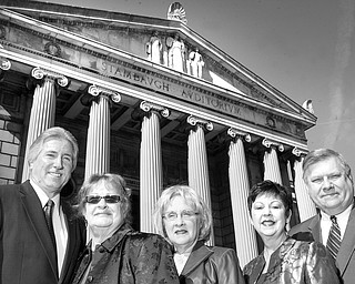 William D Lewis The Vindicator: Stambaugh Pillars Fashion Show Committee l-r Phil Cannatti, Stambaugh Exec. Director, Leilani Drake Co-chairperson, Barbara Banks Co Chairperson, Judy Conti, Fashion coodinator and Mike Dwulit- Dillards Store mgr.