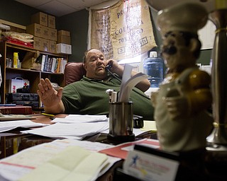 Geoffrey Hauschild|The Vindicator.8.5.2010.Chef Al Franco speaks to a someone from a catering equipment service explaining that the group offers high quality catering and he will expect an equally high quality of service from them if they are going to be doing business together.