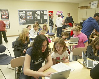 ROBERT K. YOSAY | THE VINDICATOR..Ninth graders at Jackson Milton High School taught fourth graders an interactive poetry lesson during a reading of The Raven by Edgar Allan Poe.... --30-..