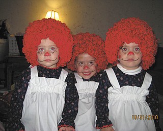 Jessica Cohn of Youngstown sent in this photo of three Raggedy Anns, age 1, 2 and 3 years old.