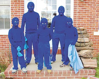 The Green brothers of Columbiana, who dressed as the Blue Man Crew, are, back from left, Chase and Keenan, and, right from left, Cutter, Kaden and Creed.