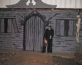A gruesome greeter awaits visitors at Jason Burgermyer's annual haunted house in Cortland. Photo sent in by Barb Bradford.