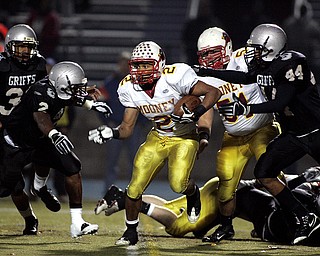 NOVEMBER 20 - RAVENNA-OHIO: Charlie Brown #2 of the Cardinal Mooney Cardinals carries the ball up field against the Akron Buchtel Griffs at Ravenna High School on November 20, 2010. (photo by: Justin K. Aller)