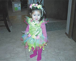 Fall fun for 19-month-old Sonya Gabriela Stefko, daughter of Kevin and Yocelin Stefko of Canfield, was dressing up for Halloween. Photo sent in by her proud grandma and grandpa, Patti and Mike Stefko of Canfield.