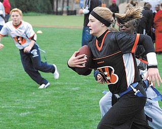 Poland Middle School 8th-grader Aleah Hughes, 13, will represent the Youngstown Youth Flag Football Association in the National Football League’s flag football tournament in Florida in February.