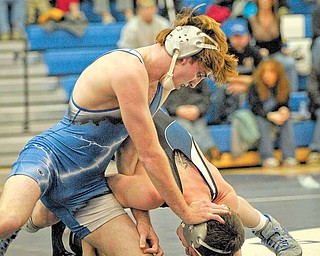 Jackson Milton's Johnny Matacic wrestles Mike Ratay of CVCA in the 135 lb class during their match at Jackson Milton on Wednesday night. 