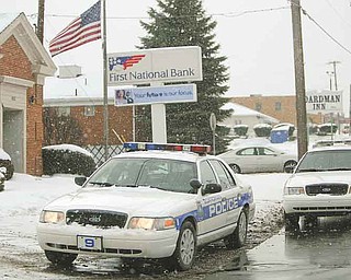 Boardman police officers responded to a robbery at First National Bank on Market Street about 10:15 a.m. Thursday. No customers were in the bank during the robbery.