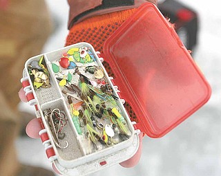 Ice Fishing is cool - Jim Bakalar of Poland has made many of his own lures to ice fish with.