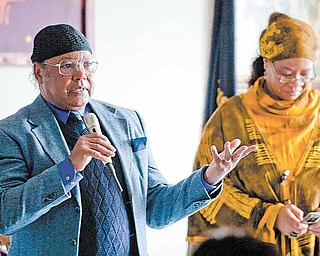 Ode Aduma shares his thoughts and thanks after receiving the Trailblazer Award for African American Pioneers in Broadcasting at the annual Dr. Martin Lurther King Jr. Luncheon held at VFW post 6488.