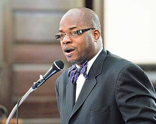Bishop Durant K. Harvin III preached to a full congregation at a community service at Tabernacle Baptist Church on Arlington Avenue on the North Side on Sunday. It was a commemoration of the life of the Rev. Dr. Martin Luther King Jr. Harvin, of Baltimore, was once pastor of a Youngstown church.