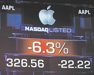 Apple stock numbers are displayed at NASDAQ in New York, Tuesday, Jan. 18, 2011. Stocks are opening mixed as Wall Street weighs another round of corporate earnings reports. Apple's stock is dragging the technology-heavy Nasdaq lower.
