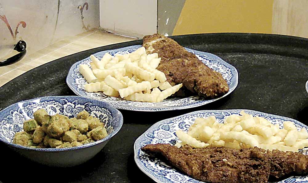 Fried fish, french fries and fried okra are among the menu items at Youngstown Soul Food.