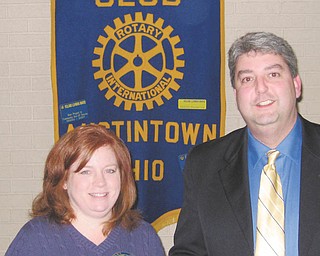 Triumph in Austintown: At the Rotary Club of Austintown’s Jan. 17 meeting, Tom Ricciuti from Triumph Consulting Services spoke. Ricciuti, who conducts seminars to improve sales staff, said that face-to-face is the best way to sell. He gave tips on selling tickets for the Rotary Reverse Raffle scheduled for March 5 at the Maronite Center. That is Austintown Rotary’s only real fundraiser all year, and the money benefits local, national, and international projects. To request tickets call Deanna Spirko at 330-793-4404. Above with Ricciuti is Rotary club president Susan Leetch.