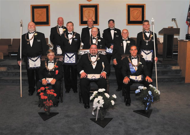 Newly installed officers of Argus Lodge 545 are, seated, from left, Paul McGraw, Richard Percic and Russell W. Gillam Jr., and standing, David Giudici, Thomas Eaton, Russell W. Gillam III, Denny Furman, Lyle K. Orr Jr., R. Christopher Gillam, Donald Huntley and Mark Roca. 
