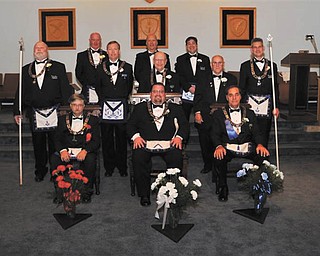 Newly installed officers of Argus Lodge 545 are, seated, from left, Paul McGraw, Richard Percic and Russell W. Gillam Jr., and standing, David Giudici, Thomas Eaton, Russell W. Gillam III, Denny Furman, Lyle K. Orr Jr., R. Christopher Gillam, Donald Huntley and Mark Roca.