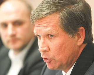 Gov. John Kasich speaks after touring the Lordstown General Motors assembly plant.