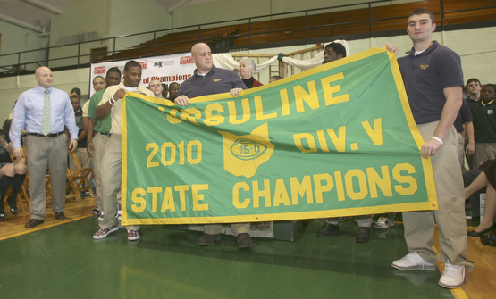 ROBERT K. YOSAY | THE VINDICATOR..also at the maxpreps award the banner for the 2010 season was unveiled by Dan Reardon - Akise Teague Zach Conlin and   Paul KempYoungstown Chaney - w/ Denise Dick... Ó--30-..