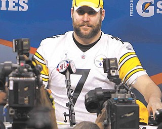 Pittsburgh Steelers' Ben Roethlisberger answers questions during media day for NFL football Super Bowl XLV, Tuesday, Feb. 1, 2011 in Arlington, Texas.