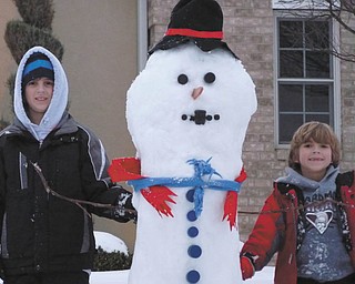 Here's a closer look at Ivan and Alec Bosnjak's well-dressed snowman. Photo sent in by their parents, Andrea and Ivan Bosnjak, all of Boardman.