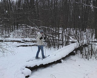 Melanie goes cross-country skiing with her father, Billy, at Quail Hollow State Park. Photo sent in by her father.