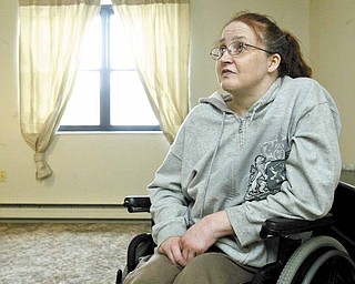 Darla Humphreys, right, talks with Jamie Watkins of Ohio’s Long-Term Care Ombudsman office. Watkins helped Humphreys move into her own apartment after spending a year in a nursing home.