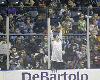 School children enjoy themselves at Phantoms Hockey game Wednesday morning at the Covelli Center.