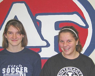 Kayleigh Choma, at left, and Christine Holmes will be sponsored by the Rotary Club of Austintown when they attend the Rotary Youth Leadership Award Conference at the Avalon Inn, in Howland.