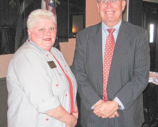 One to G.R.O.W. on: Warren Republican Women met recently at DiLucia’s Banquet Center on Elm Road. Guest speaker was John Taylor, above, who represents Garden Resources of Warren, also known as G.R.O.W., a volunteer-driven organization that develops abandoned parcels of Trumbull County land into urban community gardens. The organization has eight gardens in Warren. With him is Cary Ann Koren, WRWC program chairwoman.
