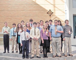 Newly initiated members of the National Junior Beta Club of Holy Family School for 2010/2011 follow: Nicholas Braydich, James Gentile, Jenna Perchak, Patrick Brennan, Christopher Perry, Kieran Burk, James Raymer, Olivia Christopher, Isabella Ricottilli, Nadine Jones, Tessa Snider, Kirsten Joss, Morgan Wardle, Robert Kurtka, Alex Wollet, Christopher Lewis, and Anthony Zeno.
