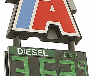 Diesel prices have been increasing. A sign lists diesel prices.