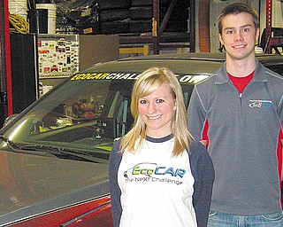 Abby Underwood, a Braceville native, and Ryan Everett of Canfield are part of Ohio State University's EcoCAR: The NeXt Challange team to produce a fuel-efficient vehicle.