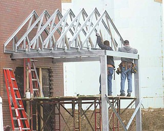 A new entrance to the mess hall next to new housing at the Youngstown Air Reserve Station is under construction.