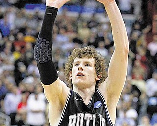 Butler forward Matt Howard shoots the eventual game-winning free throw during the second half of the Southeast Regional third-round NCAA tournament college basketball game against Pittsburgh, Saturday, March 19, 2011, at the Verizon Center in Washington. Butler defeated Pittsburgh 71-70. 