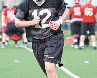 Youngstown State quarterback Kurt Hess during the team’s first spring practice Wednesday at Stambaugh Stadium.