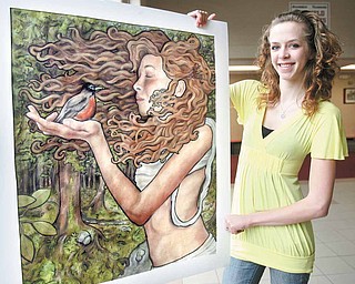 Robin Rockney, a senior at Canfi eld High School, was accepted into the 2011 Ohio Governor’s Youth Art Exhibition. Her work titled “Robin and The Bird” will be on display along with other winners from around the state in the James A. Rhodes State Tower from April 10 to May 12. There also will be an awards ceremony April 10 at the Riff e Center Capitol Theatre.