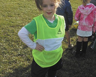 McKenna Sweeney, 6, takes a break at her first soccer practice of the season for St. Charles. Photo sent in by Marnee Sweeney.