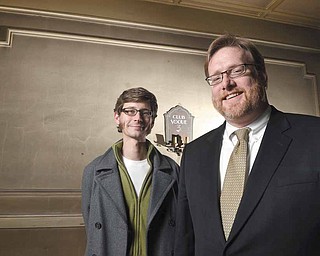 Mahoning Valley Historical Society Executive Director Bill Lawson and Paul Hagman, chair of the MVHS Young Leaders Advisory Board, at the site of the new Mahoning Valley Historical Center in the historic downtown Harry Burt/Ross Radio Building, 325 W. Federal St.
