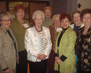 Members of the Trumbull Retired Teachers Association honored TRTA Past President Gretchen Reed with their attendance at the Community Stars banquet. Reed is the founder of the Liberty Blott Holiday Project, an organization that provides toys, clothing and books to needy children at Christmas time. She was selected as one of 11 Community Stars as five tables of friends and family members attended the Stars banquet in her honor. TRTA members who attended are, from left to right, Barb Wright, Linda Cowin, Reed, Lydia Caskey, Joyce Faiver, Roselyn Gadd, Judy Zimmer and Betty Jean Bahmer.