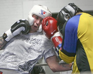Kelly Pavlik is back in the ring, sparring Romaro Johnson, and conditioning for his upcoming bout in May. He's pictured here in at Jack Loew's South Side Boxing Club in Youngstown.