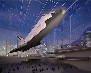 This image provided by the Adler Planetarium on Thursday, April 7, 2011 shows a proposal for a space shuttle exhibit in Chicago. As the 30th anniversary of the first space shuttle launch draws near, the focus is not so much on the past but the future: Where will the shuttles wind up once the program winds down? (AP Photo/Adler Planetarium)