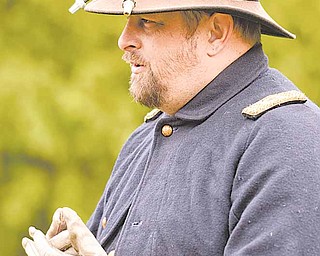 David Robinson of Jamestown, Pa., took on the role of commander during the Western Pennsylvania Civil War Re-enactors Society's spring drill at Raisch Log Cabin in the Sharpsville Community Park Saturday afternoon.