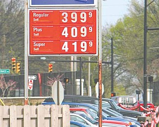 Gasoline reached $3.99 a gallon in some areas of the Mahoning Valley on Tuesday, and prices are expected to jump above $4 a gallon in some locations as early as today. This sign bore the grim news to motorists at a Sunoco station on Fifth Avenue in Youngstown.